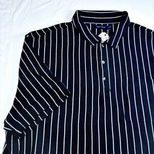 Nautica Polo 2X Short Sleeve NWT Vertical Blue/White Stripe Sporty Preppy Casual